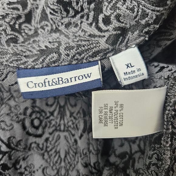 Croft & Barrow Jacket Women XL Black Gray Jacquard Button Front Pockets Casual - Picture 6 of 8